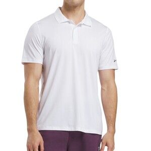 Reebok Men's Short Sleeve Performance Training Polo Shirt Wicking White XL